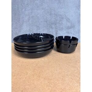 Ges-Line Black Melamine Ashtray Set 6pc Made in USA Models 341 & 283 Stackable